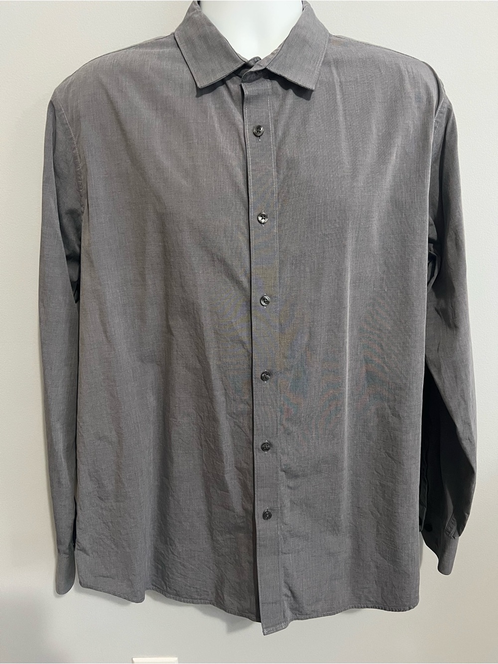 Apt. 9 Size XL Gray Slim Fit Stretch Button-Down Long Sleeve Dress Shirt